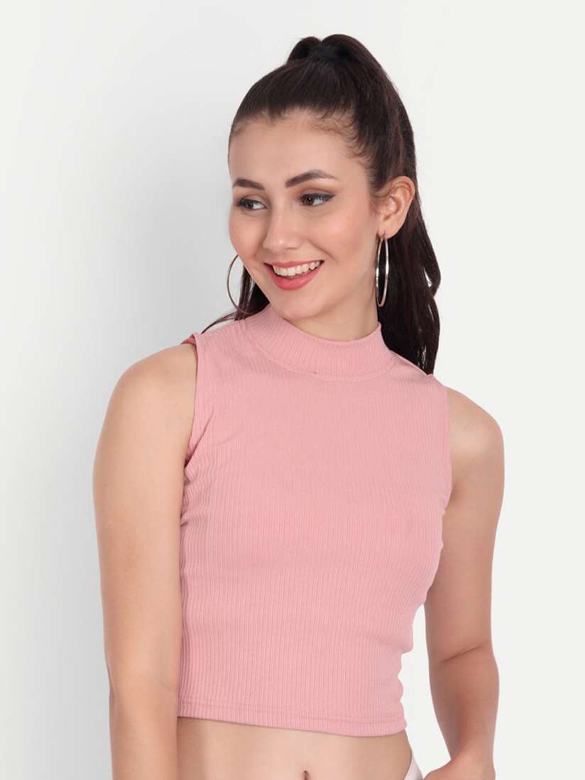 Pink high neck crop top store