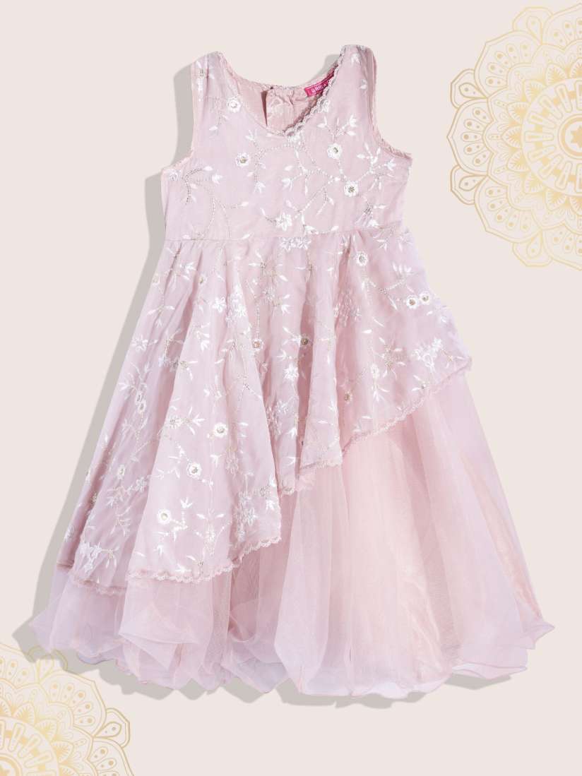 Buy Biba Girls Floral Embroidered Sequinned Detail Layered Maxi Gown Dress Ethnic Dresses for Girls 19619588 Myntra