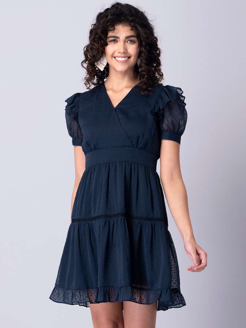 Buy FabAlley Women Navy Blue Georgette Dress Dresses for Women 19621940 Myntra