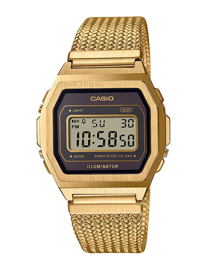 Buy CASIO Vintage A1000MGA 5DF Black Digital Dial Gold Stainless Steel Mesh Band D277 Watches for Unisex 19625754 Myntra