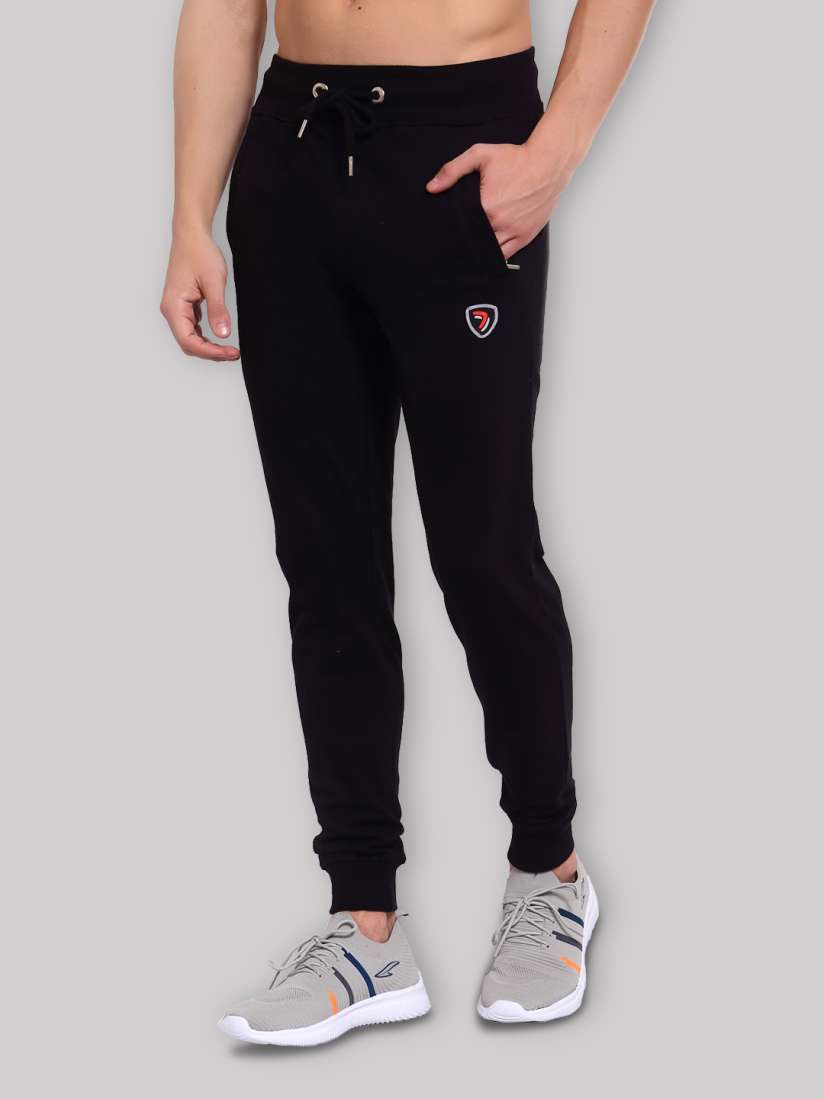 Buy SPORTO Men Black Solid Cotton Slim Fit Sports Track Pant with Dual Zipper Side Pockets Track Pants for Men 19630906 Myntra