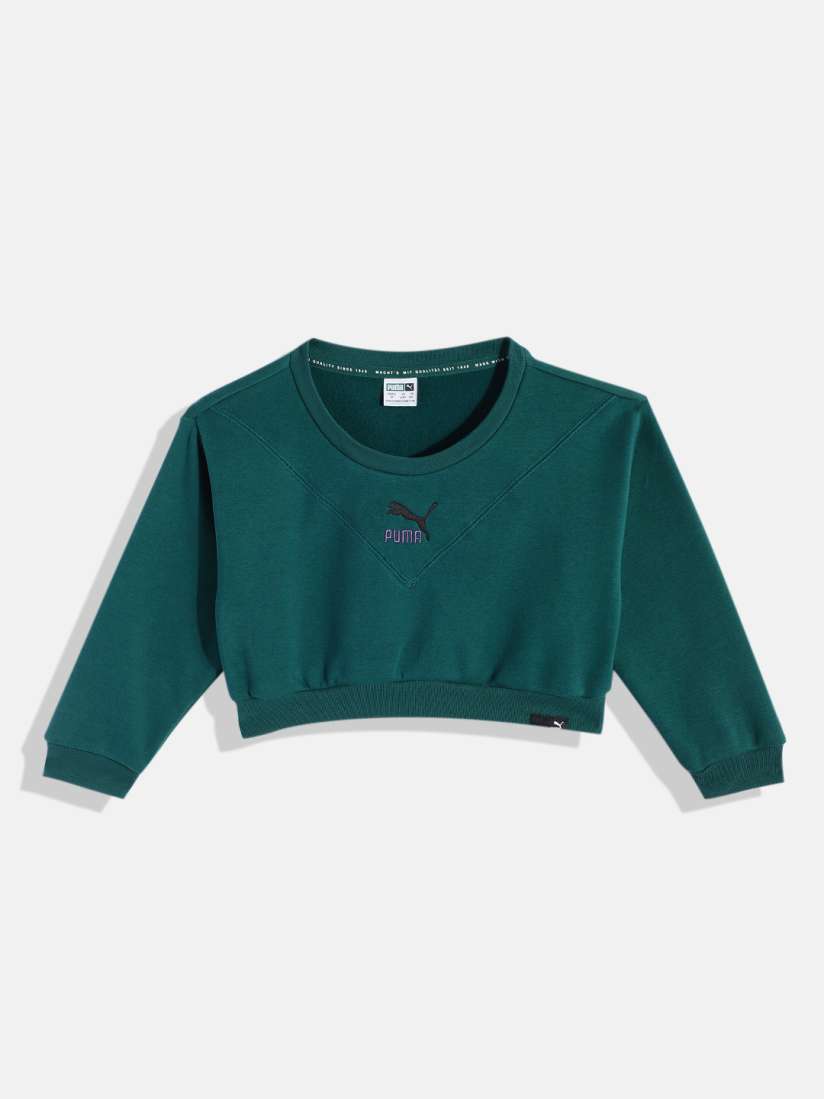 Buy Puma Girls Green Classics GRL Crop Sweatshirt Sweatshirts for Girls 19632170 Myntra