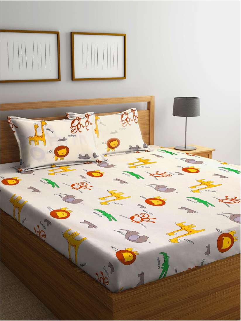 Buy KLOTTHE Cartoon Print 300 TC Cotton Blend Double Bed Sheet with 2 Pillow Covers Bedsheets for Unisex Kids 19632706 Myntra