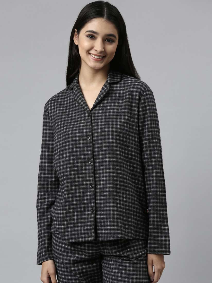 Buy Enamor Women Black White Checked Night suit Night suits for Women 19637032 Myntra