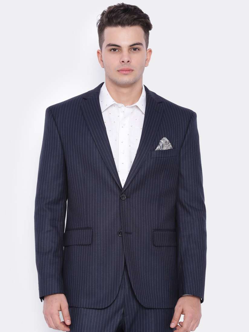 Buy SUITLTD Men Navy Striped Slim Fit Single Breasted Formal Blazer Blazers for Men 1963767 Myntra