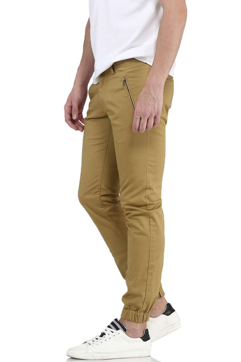 Khaki tapered joggers deals