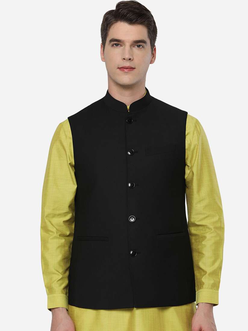 Buy JADE BLUE Men Black Solid Nehru Jacket Nehru Jackets for Men 19642208 Myntra