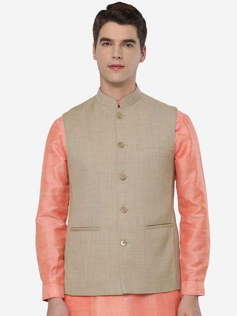 Buy JADE BLUE Men Beige Longline Tailored Jacket Nehru Jackets for Men 19642232 Myntra