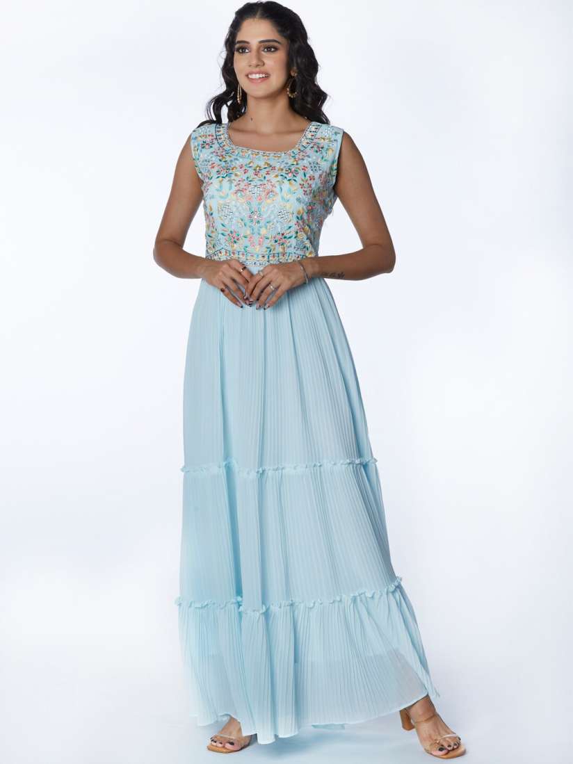 Buy taruni Women Blue Solid Maxi Long Ethnic Dress Ethnic Dresses for Women 19642864 Myntra