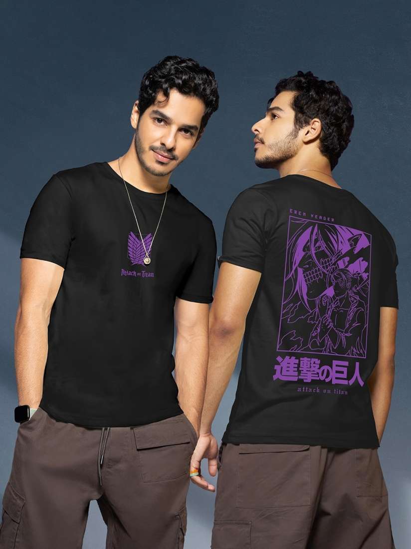 Buy Bewakoof Men s Black AOT Founding Titan Graphic Printed T shirt Tshirts for Men 19645290 Myntra