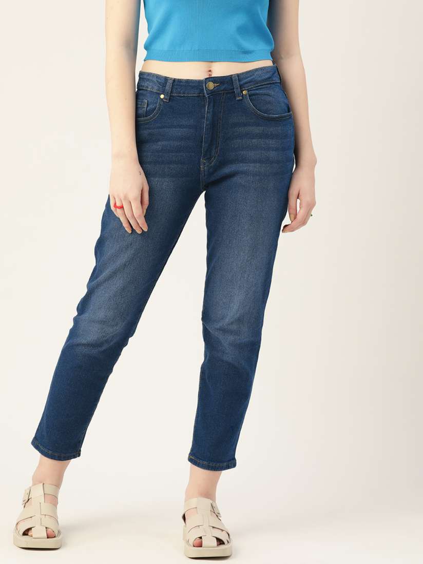 Buy DressBerry Women Navy Blue Boyfriend Fit Light Fade Stretchable Jeans Jeans for Women 19646212 Myntra