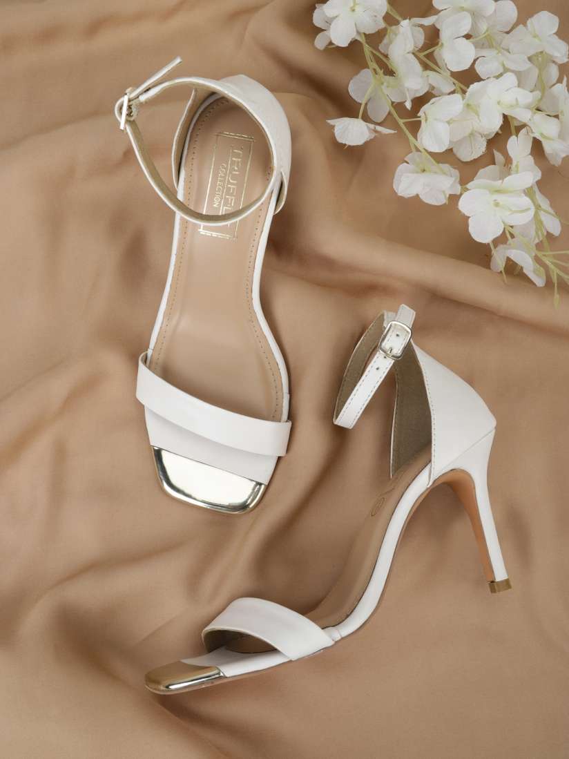 Buy Truffle Collection Women White PU Heels Heels for Women 19648676 Myntra