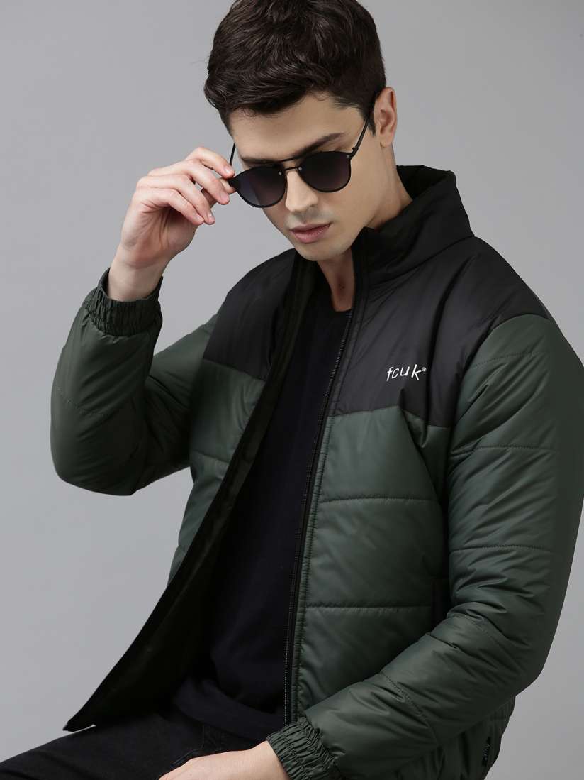 Buy French Connection Men Olive Green Black Colourblocked Puffer Jacket Jackets for Men 19649956 Myntra