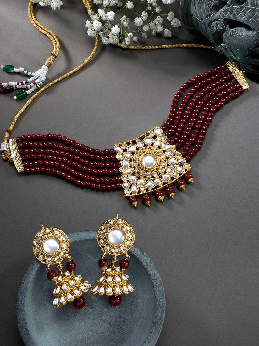 Maroon kundan choker cheap