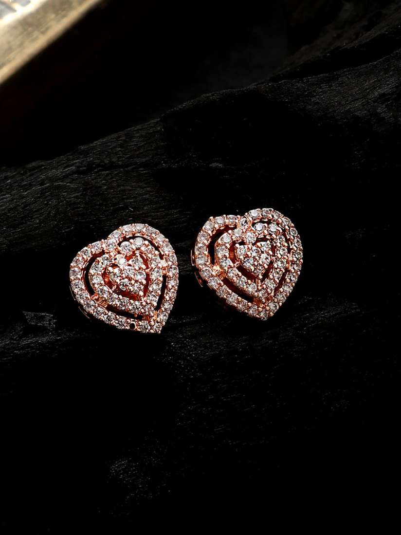 Rose gold heart shaped earrings top