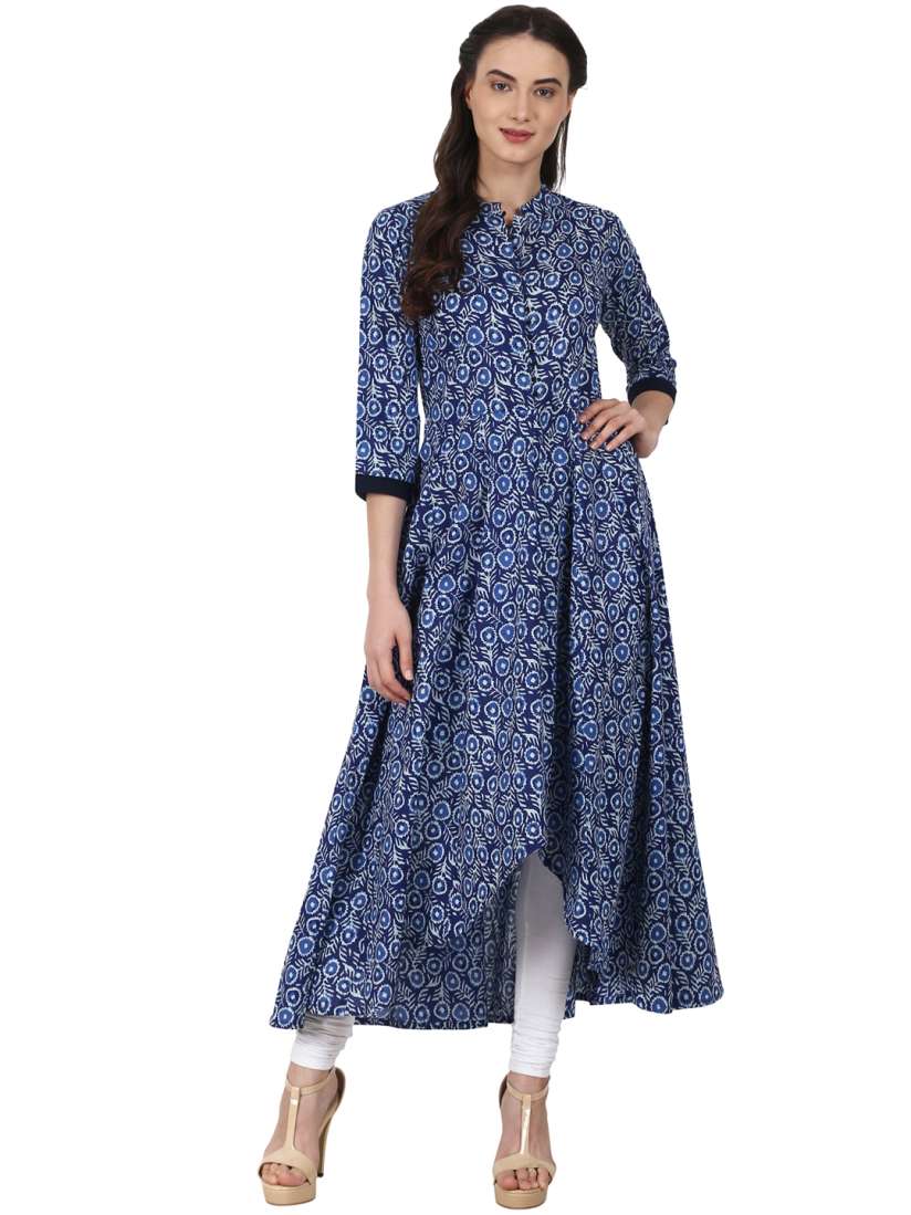 Buy Nayo Women Blue White Printed Anarkali Kurta Kurtas for Women 1965296 Myntra