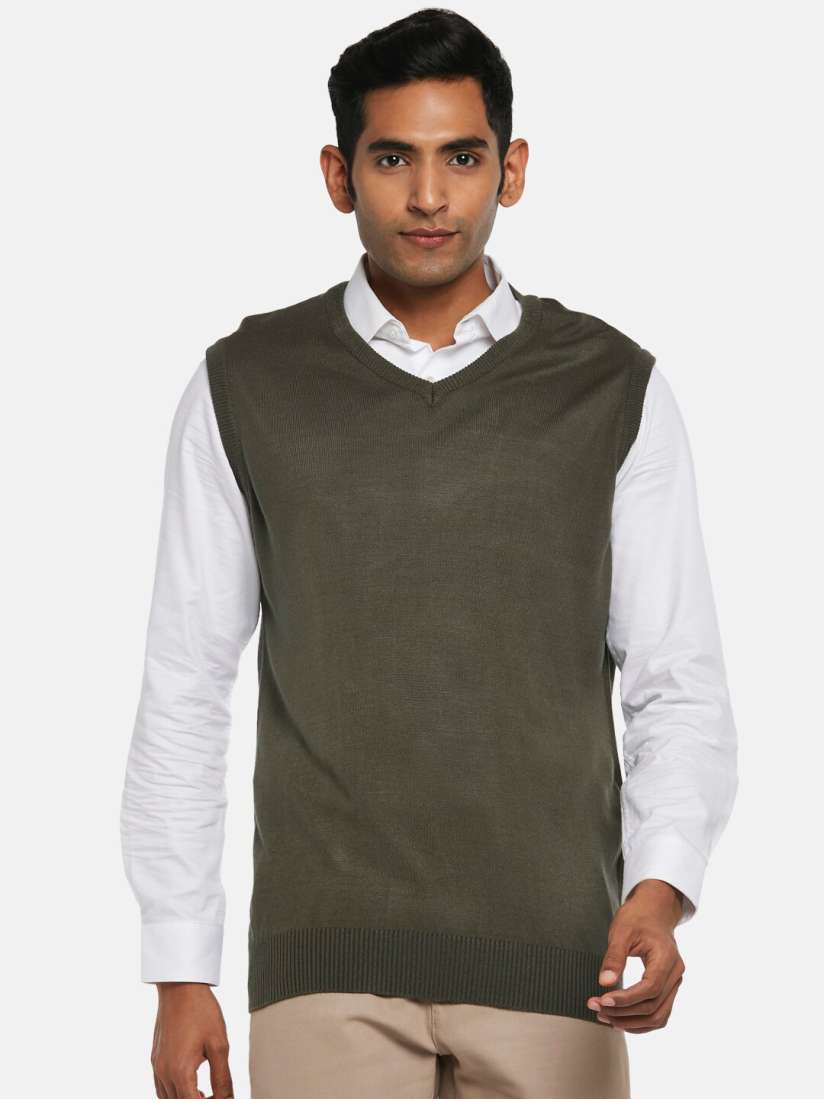 Olive green sweater vest store