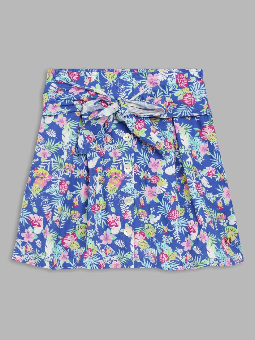 Blue Floral Skirt Knee Length Buy Blue Giraffe Girls Blue Floral