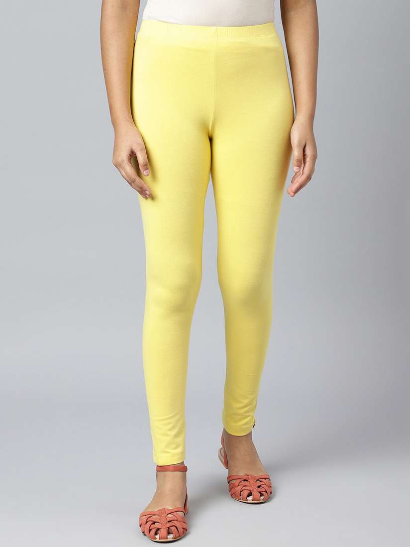 Buy AURELIA Women Yellow Solid Ankle Length Leggings Leggings for Women 19666904 Myntra