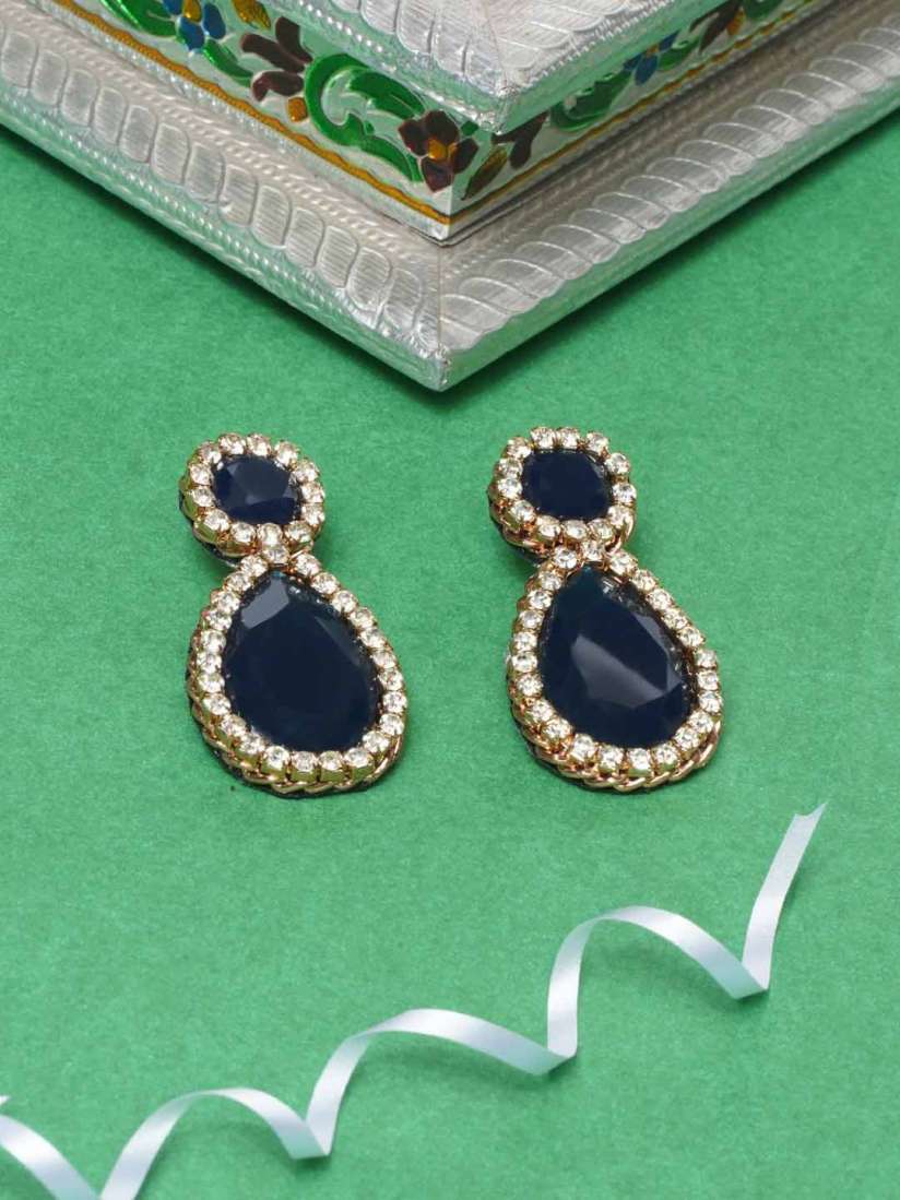 Navy and rose gold earrings best sale