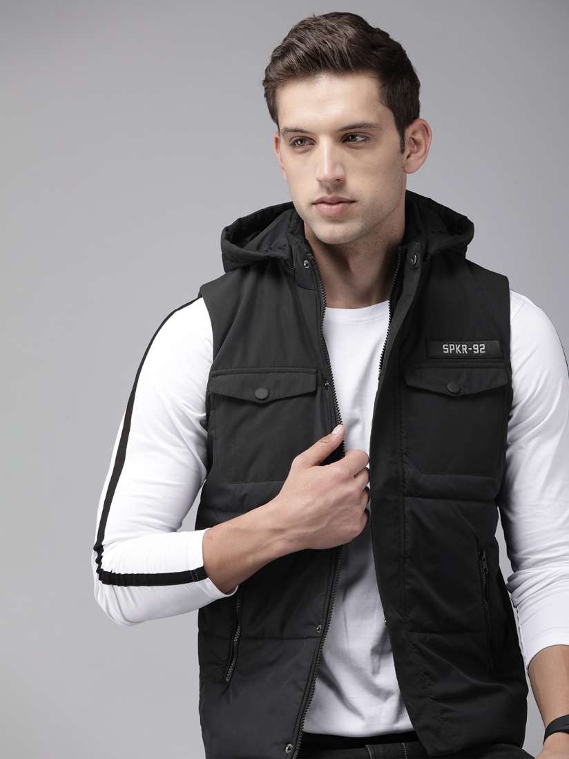Buy SPYKAR Solid Hooded Sleeveless Tailored Jacket Jackets for Men 19671526 Myntra