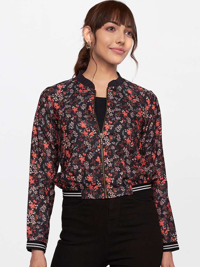 Patterned bomber jacket womens store
