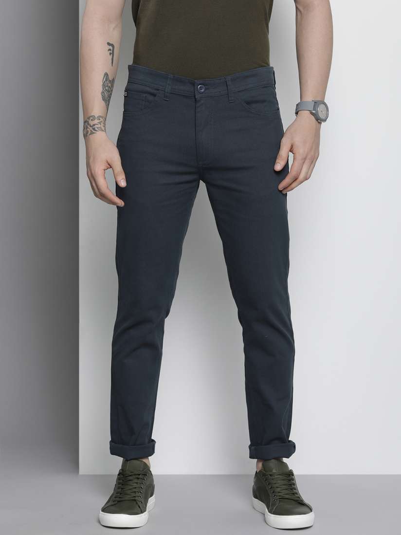 Buy The Indian Garage Co Men Navy Blue Slim Fit Chinos Trousers for Men 19674562 Myntra