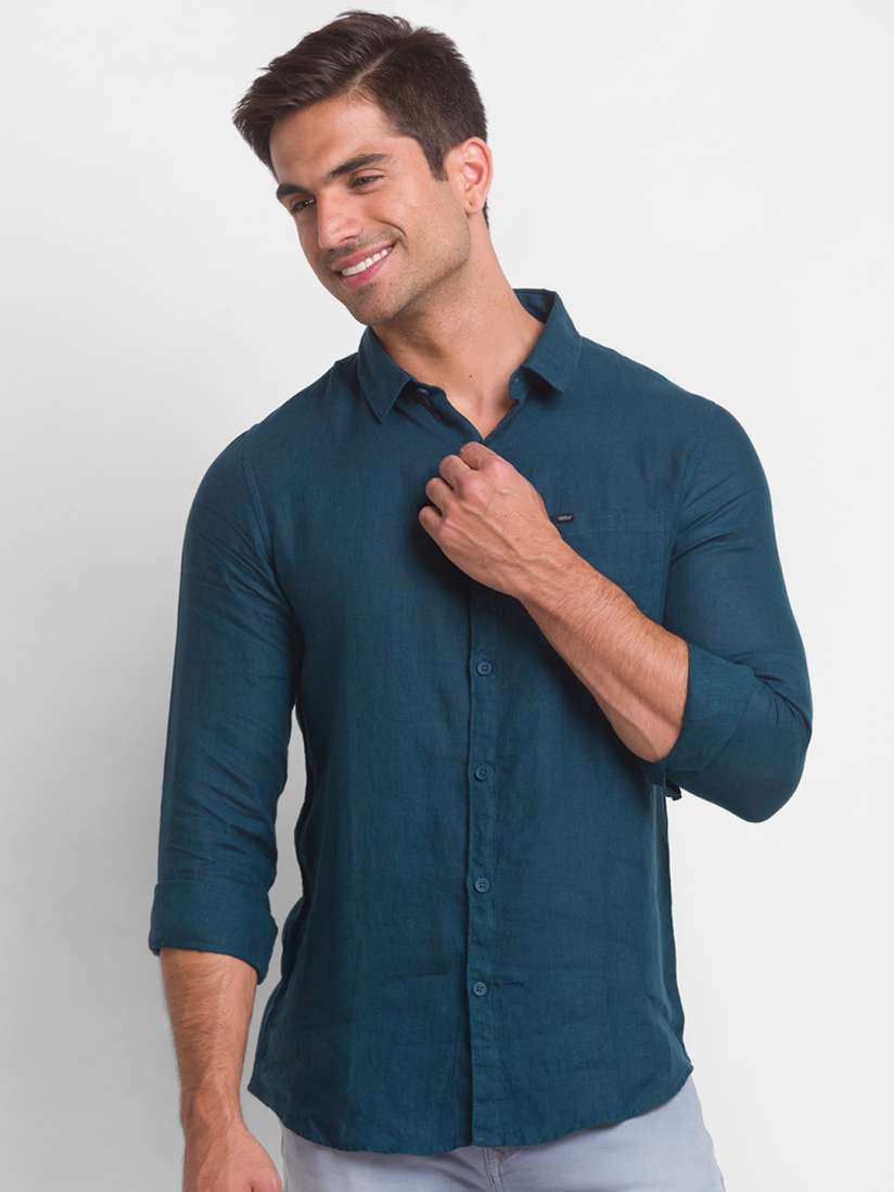 Buy SPYKAR Linen Solid Slim Fit Casual Shirt Shirts for Men 19675594 Myntra
