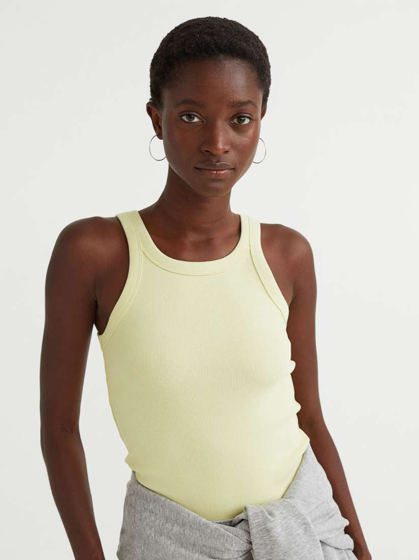 Buy H M Yellow Ribbed Vest Top Tops for Women 19677692 Myntra