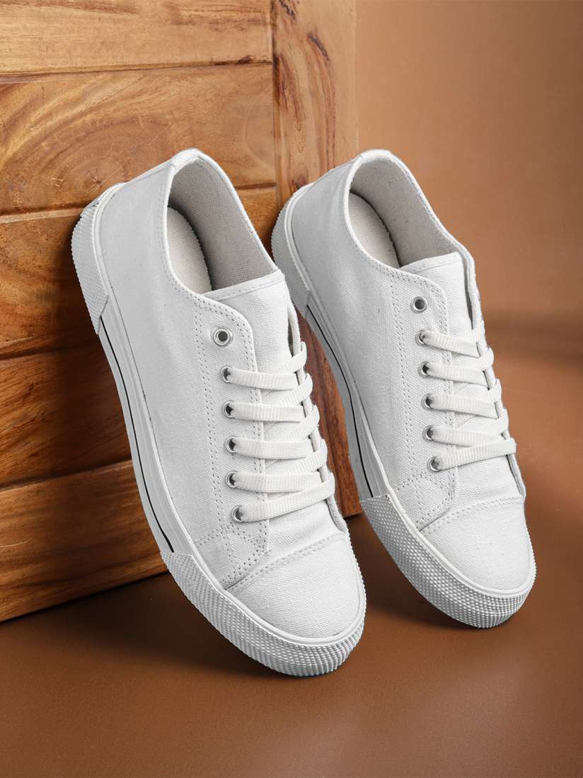 Mens white canvas sneakers clearance
