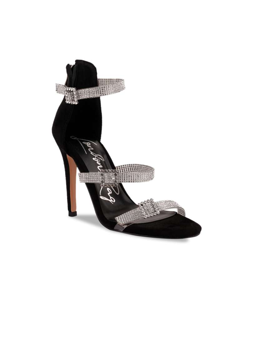Buy London Rag Black Silver Toned Embellished Stiletto Heels Heels for Women 19679752 Myntra