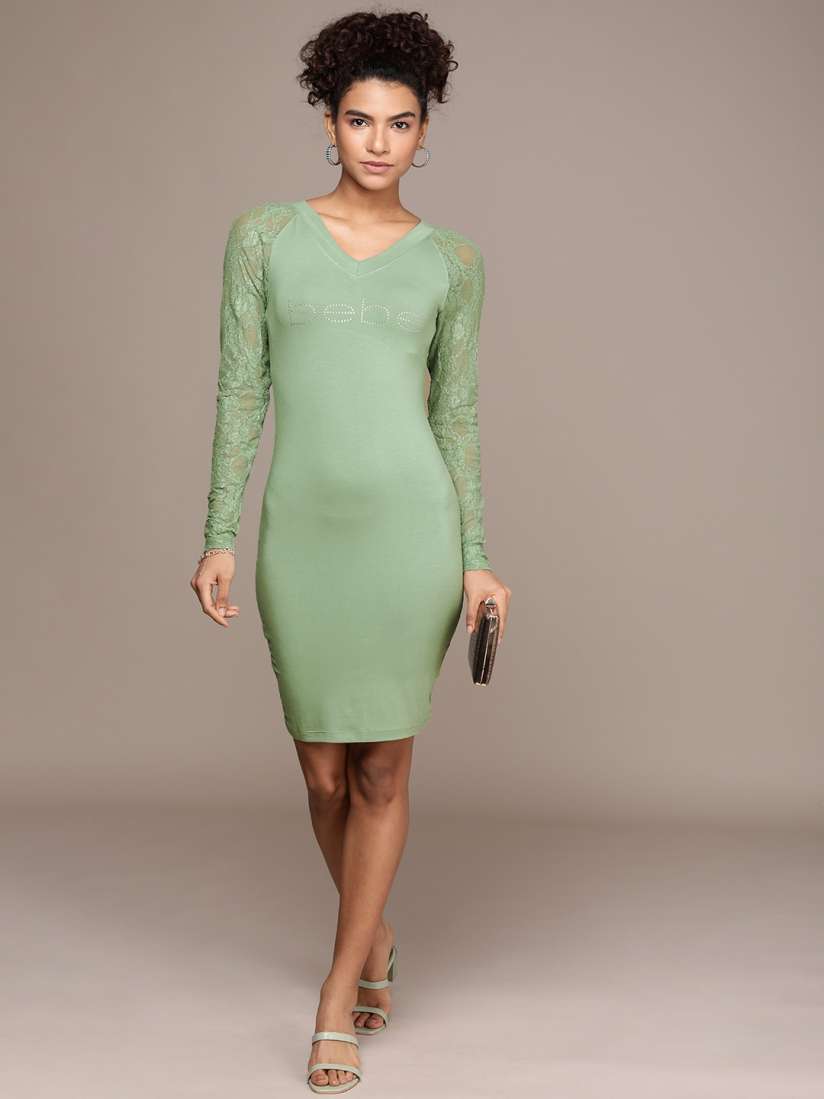 Buy bebe V Neck Long Sleeves Bodycon Dress Dresses for Women 19679860 Myntra
