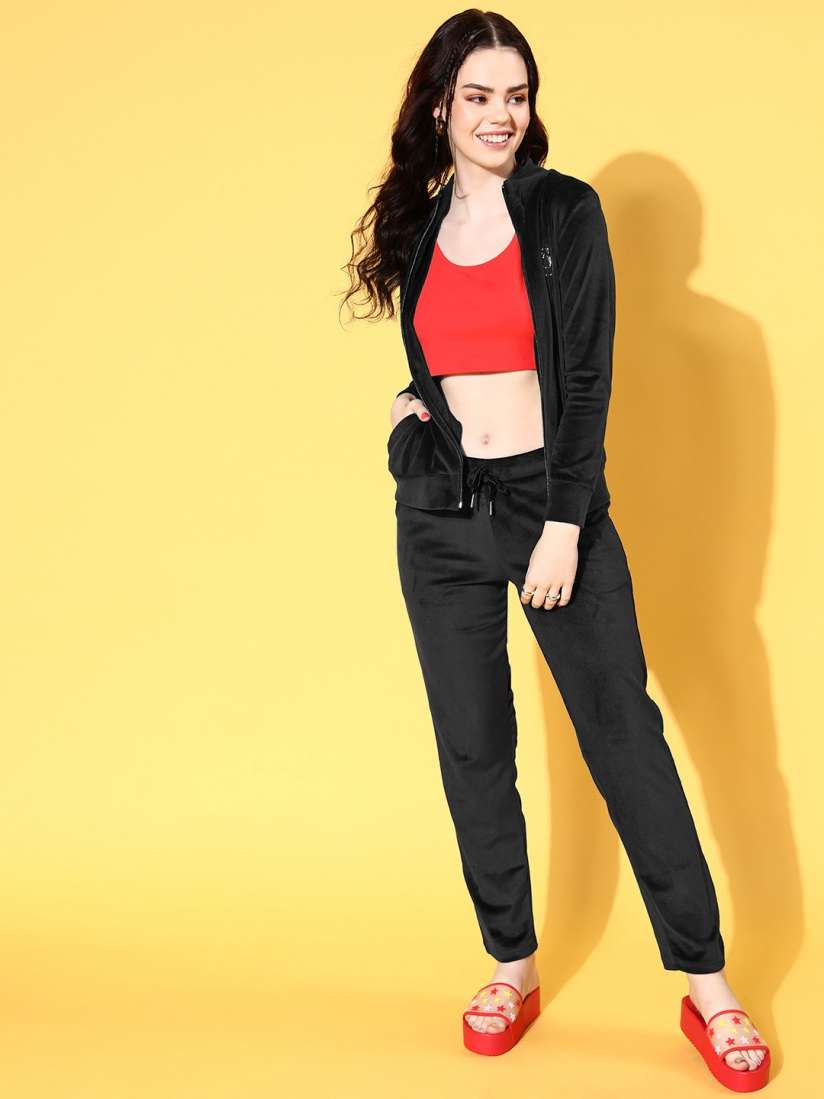 Buy Sweet Dreams Women Solid Velour Mock Collar Tracksuits Tracksuits for Women 19681754 Myntra