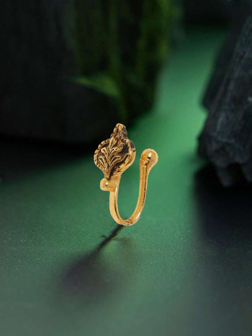 Buy OOMPH Gold Toned Stones Pearls Floral Ethnic Nose Pin Nosepin for Women 19689050 Myntra