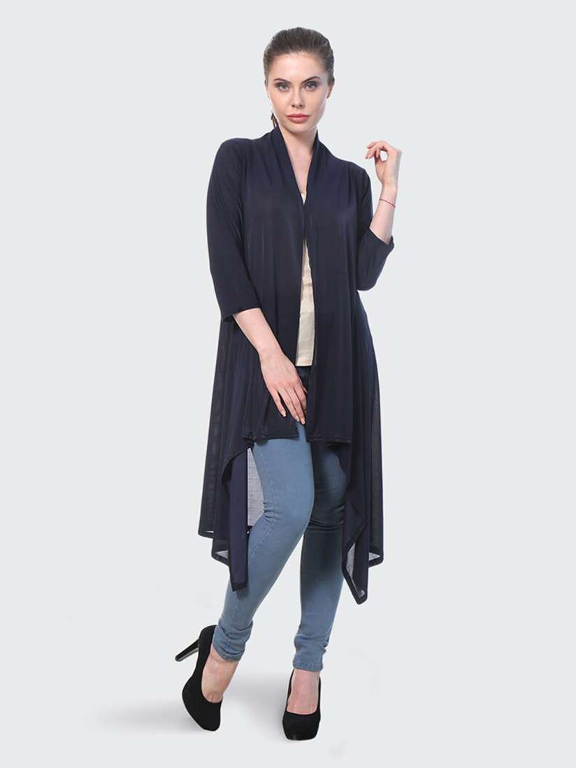 Buy BUY NEW TREND Women Navy Blue Longline Shrug Shrug for Women 19695260 Myntra