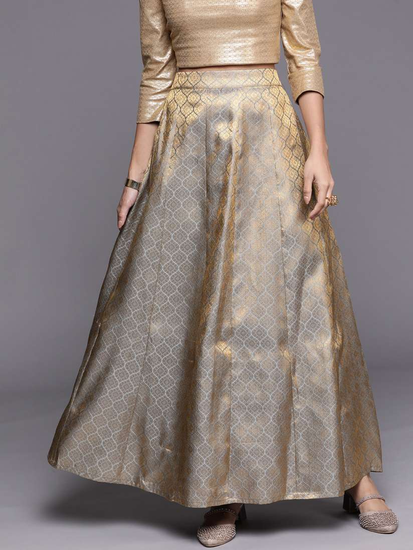 Buy Libas Women Grey Golden Ethnic Motifs Woven Design Ethnic Skirt Skirts for Women 19697690 Myntra