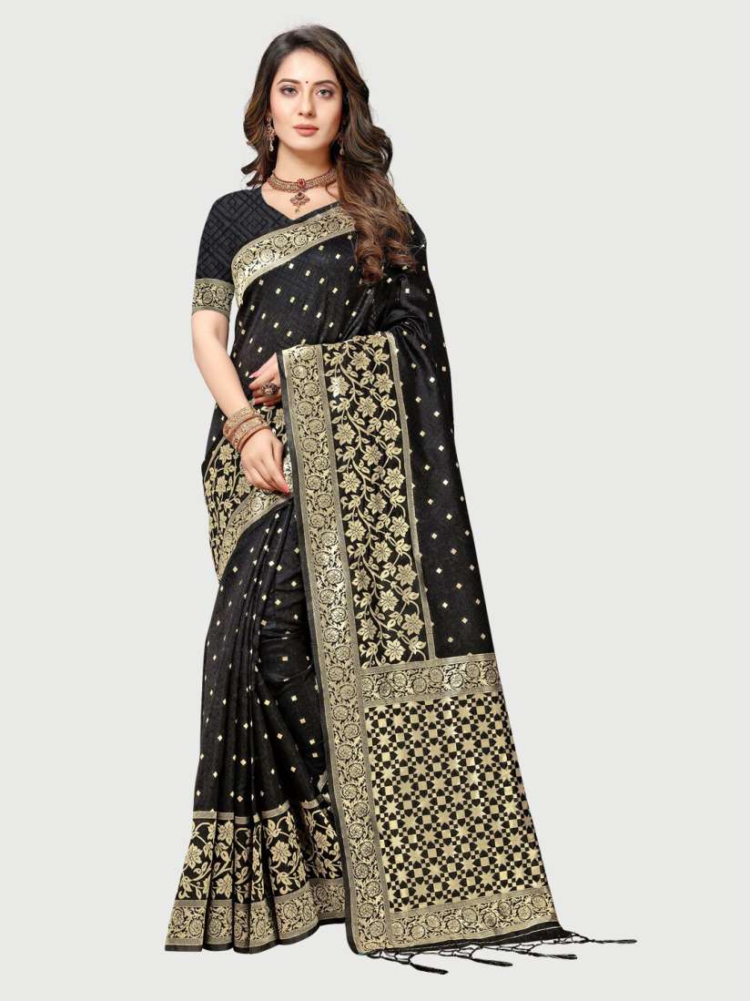 Buy Rekha Maniyar Black Gold Toned Woven Design Silk Blend Mysore Silk Saree Sarees for Women 19699370 Myntra