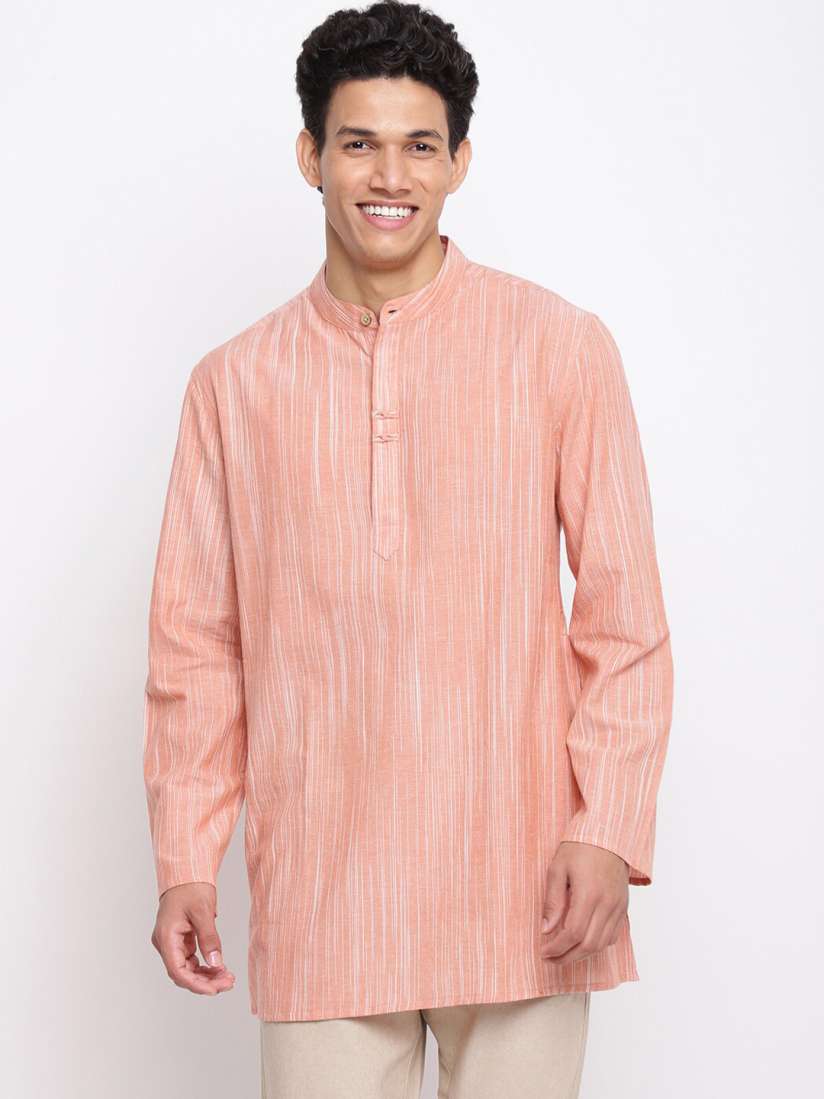 Buy Fabindia Men Pink Striped Cotton Self Design Short Kurta Kurtas for Men 19708732 Myntra