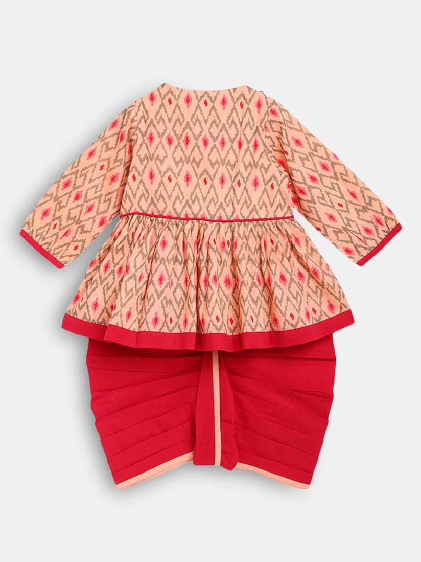 Buy Hopscotch Girls Pink Yoke Design Angrakha Pure Cotton Kurti with Churidar With Dupatta Kurta Sets for Girls 19712866 Myntra