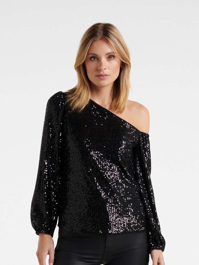 Buy Forever New Women Black Embellished One Shoulder Sequinned Top Tops for Women 19720842 Myntra