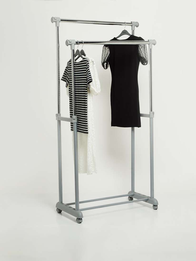 Buy Home Centre Grey Solid Portable Stainless Steel Garment Rack