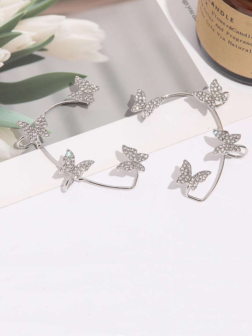 Buy Vembley Set of 2 Silver Plated Silver Contemporary Ear Cuff Earrings Earrings for Women 19722404 Myntra