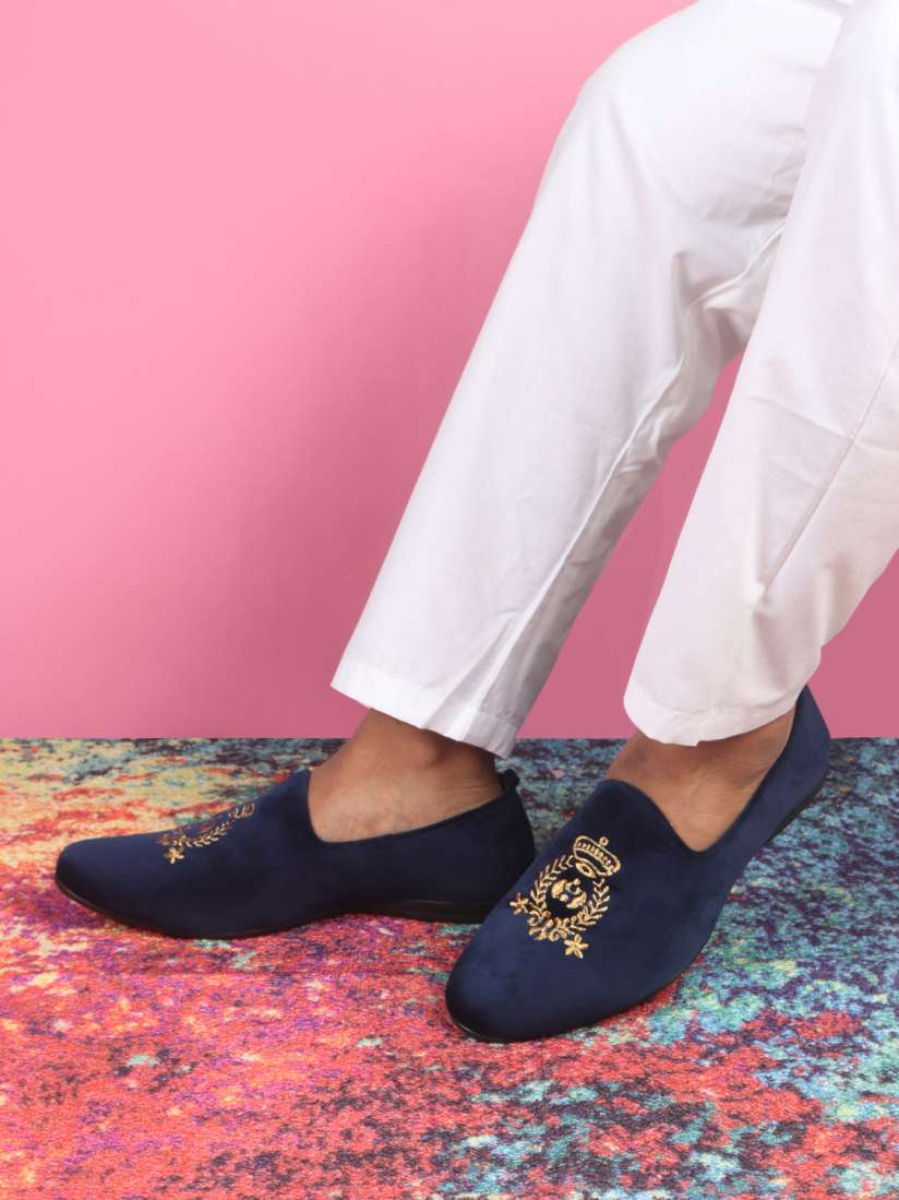 Mens navy woven loafers best sale