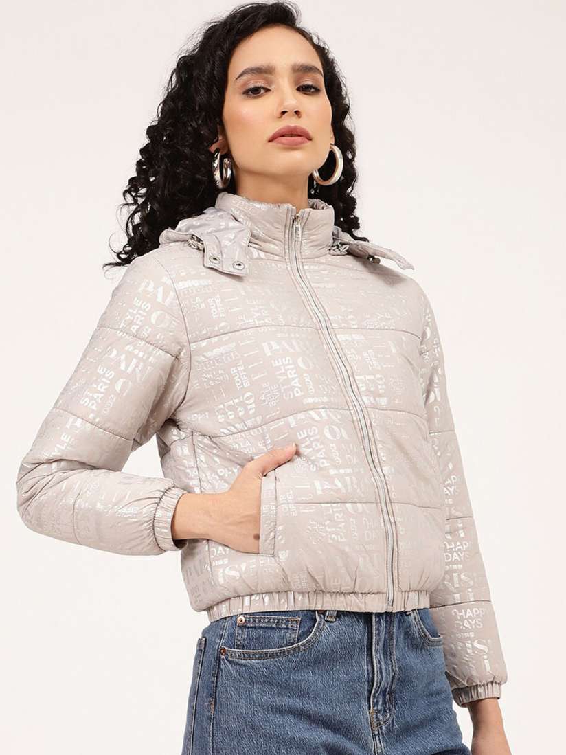 Buy ELLE Women Silver Toned Padded Jacket Jackets for Women 19731806 Myntra