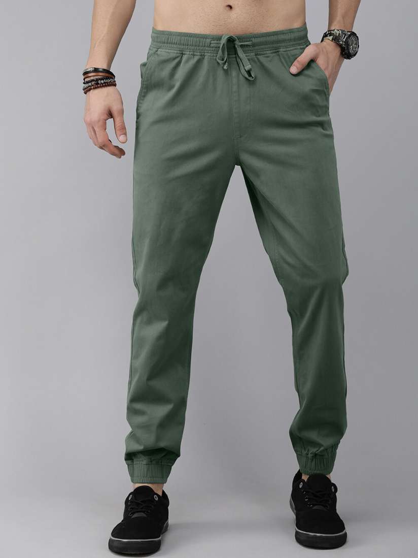 Buy Roadster Men Solid Slim Fit Pure Cotton Joggers Trousers for Men 19733942 Myntra