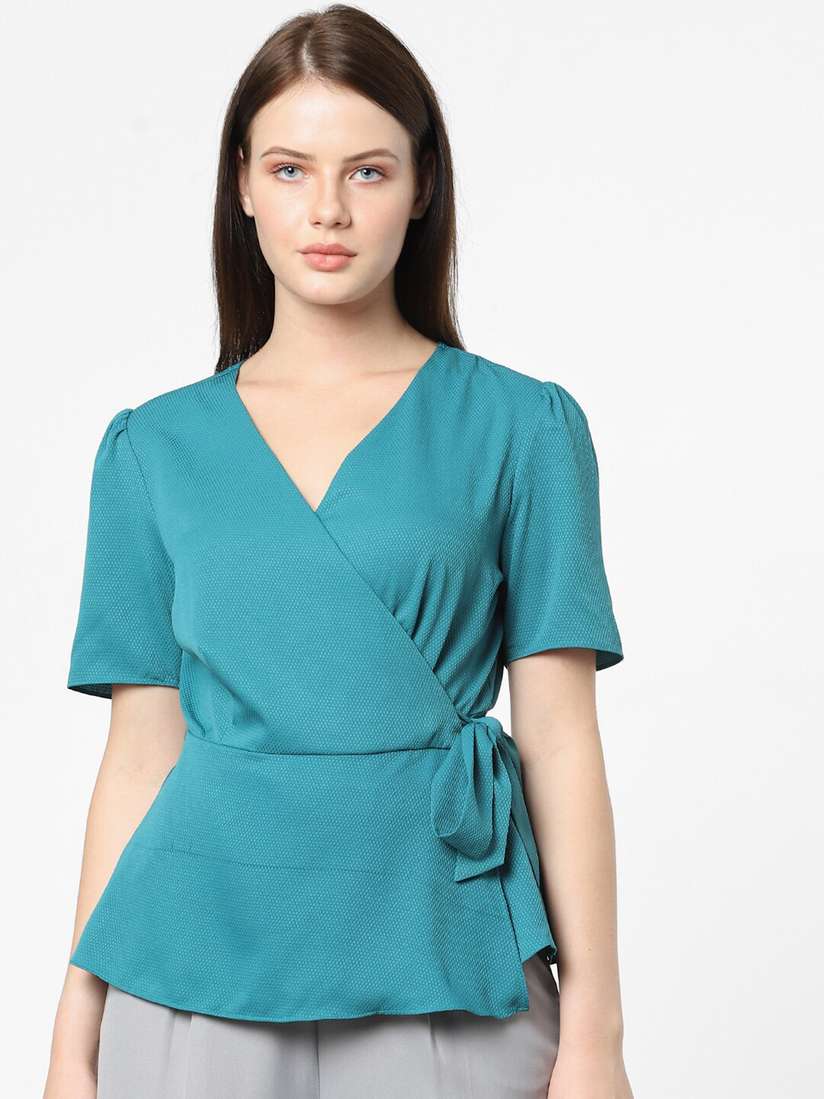 Vero Moda Blue Wrap Top