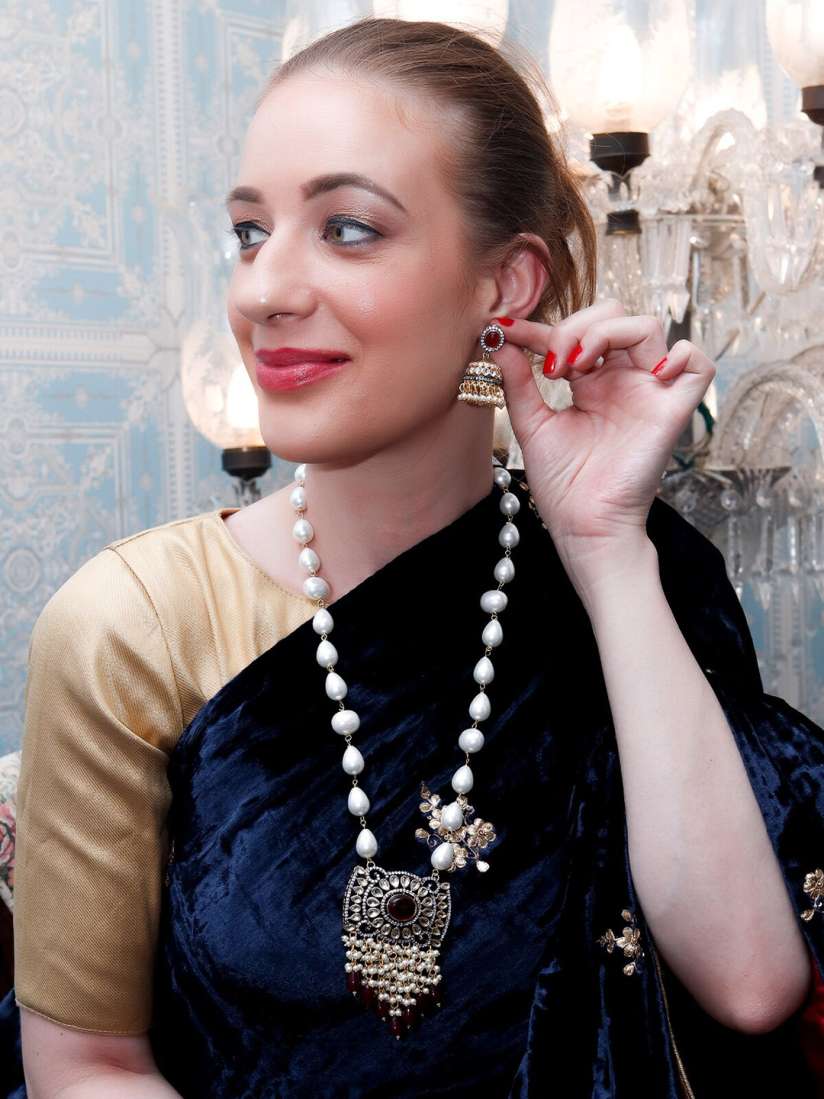 Buy ODETTE Women Silver Plated White Pearl Studded Jewellery Set Jewellery Set for Women 19738676 Myntra