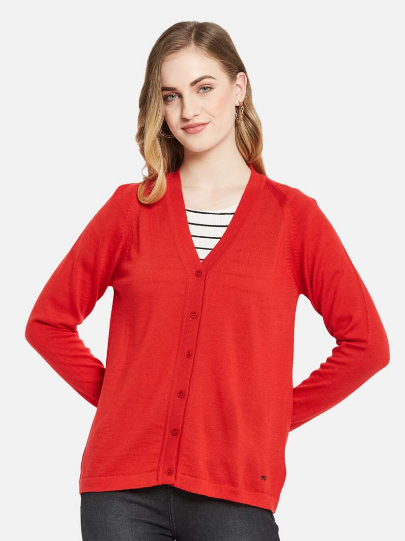 Buy Monte Carlo Women Red V Neck Wool Cardigan Sweaters for Women 19740678 Myntra
