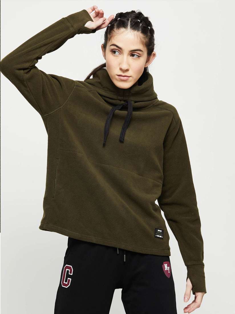 Buy max Women Olive Green Hooded Sweatshirt Sweatshirts for Women 19742252 Myntra