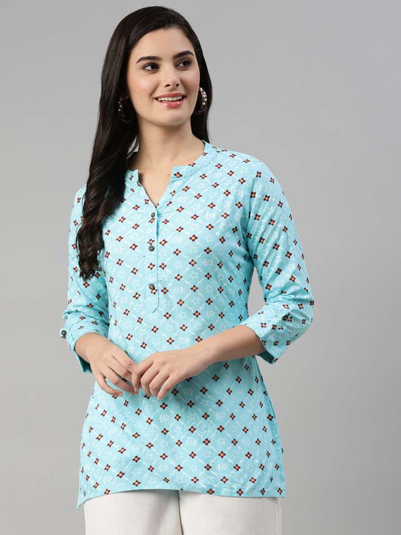 Buy MALHAAR Blue Black Ethnic Motifs Printed Pure Cotton Kurti Kurtis for Women 19744122 Myntra